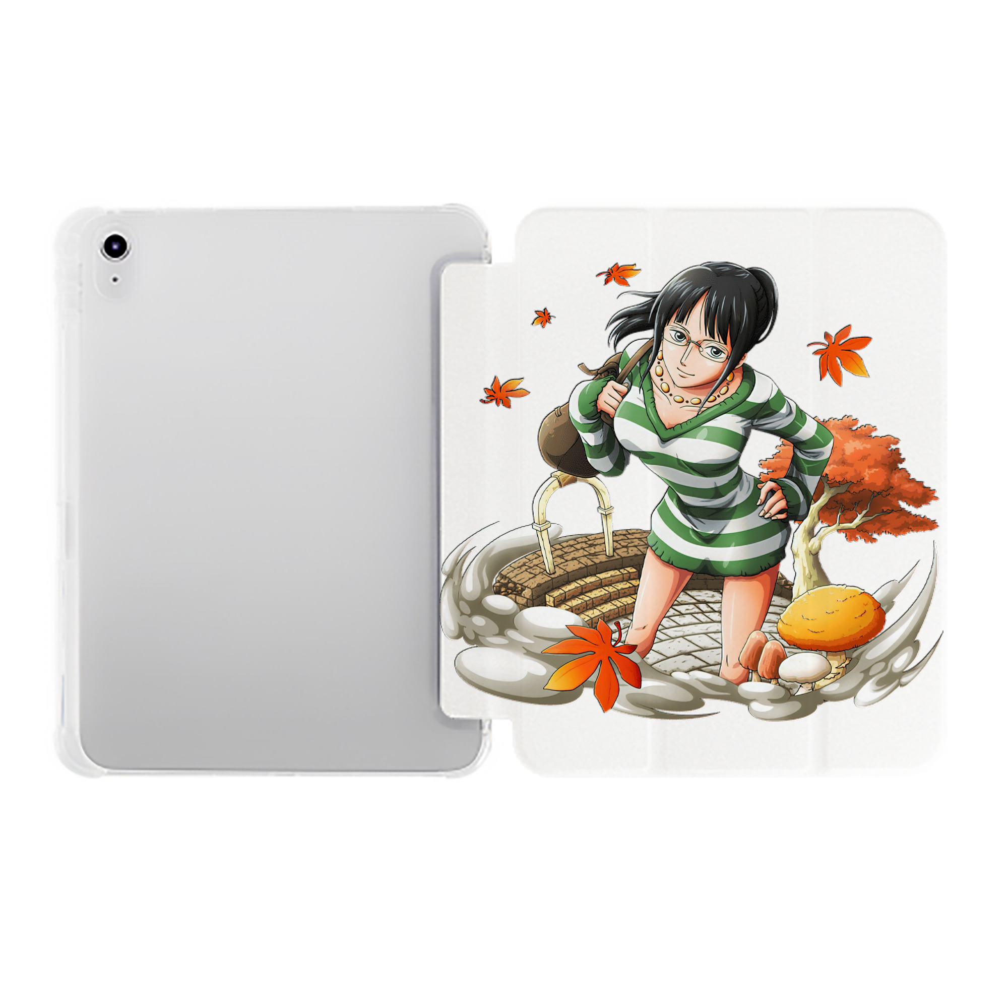 （画像用） ワンピース ニコ・ロビン ONE PIECE Nico Robin IPad ケース ペン収納付き 三つ折りスタンド PUレザー×シリコン 対応機種9.5/10.5/10.9インチ